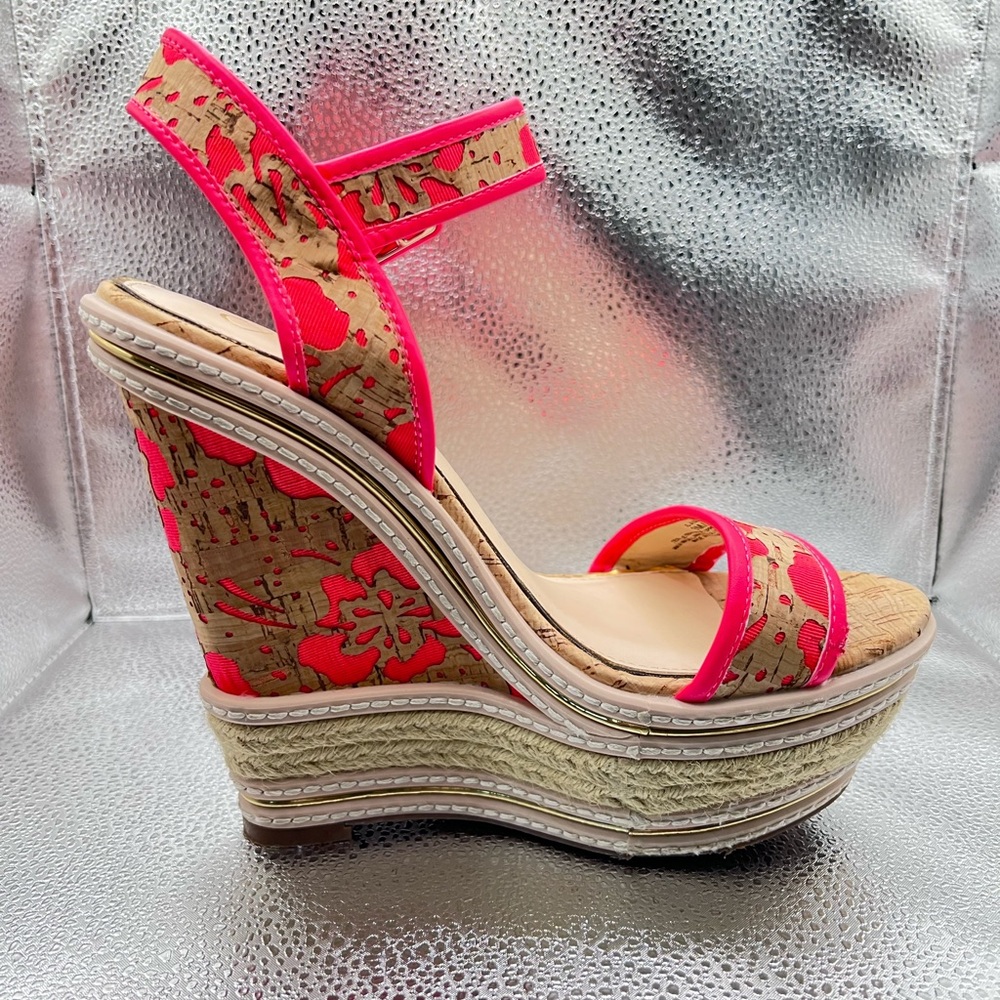 Jessica Simpson Floral Cork Wedge Sandals-Worn Once - Size 9